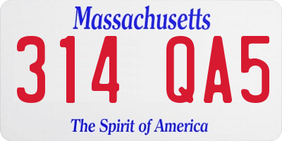 MA license plate 314QA5