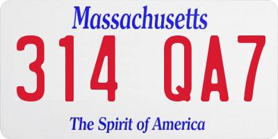 MA license plate 314QA7
