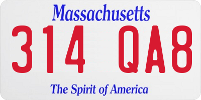 MA license plate 314QA8