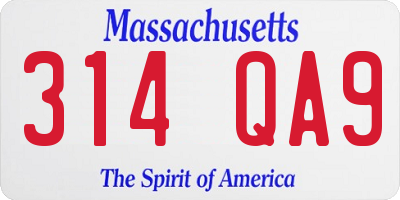 MA license plate 314QA9