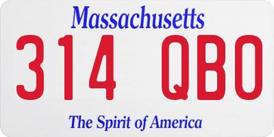 MA license plate 314QB0