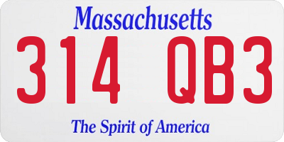 MA license plate 314QB3
