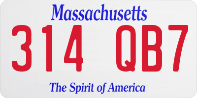 MA license plate 314QB7