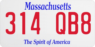 MA license plate 314QB8