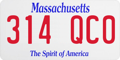 MA license plate 314QC0