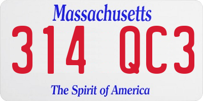 MA license plate 314QC3