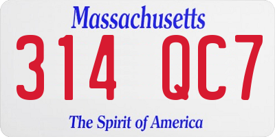 MA license plate 314QC7