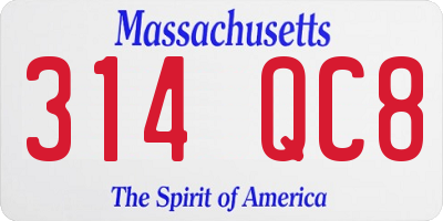 MA license plate 314QC8