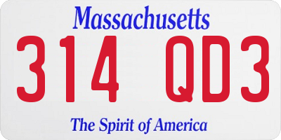 MA license plate 314QD3