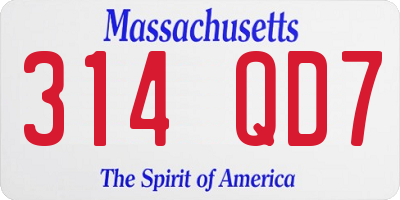 MA license plate 314QD7