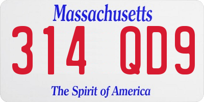 MA license plate 314QD9