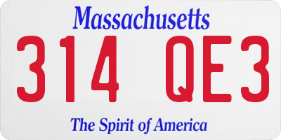 MA license plate 314QE3