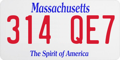 MA license plate 314QE7