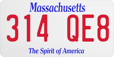 MA license plate 314QE8