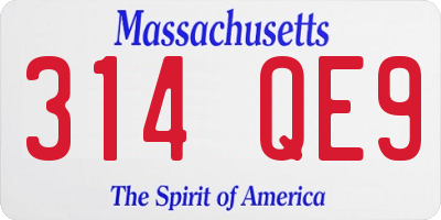 MA license plate 314QE9
