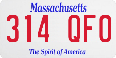 MA license plate 314QF0