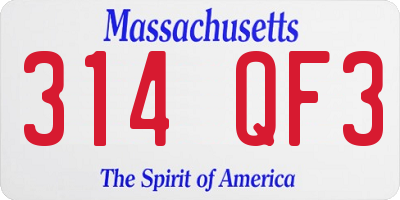MA license plate 314QF3