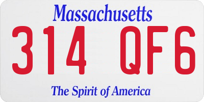 MA license plate 314QF6