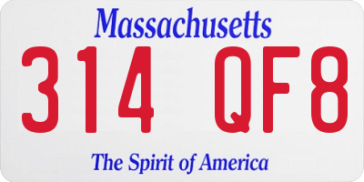 MA license plate 314QF8