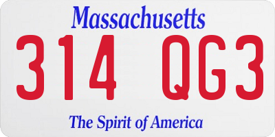 MA license plate 314QG3