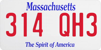 MA license plate 314QH3