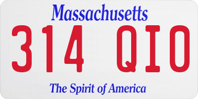 MA license plate 314QI0