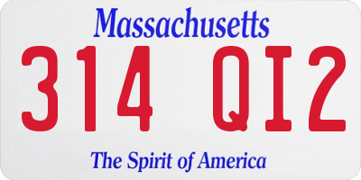 MA license plate 314QI2