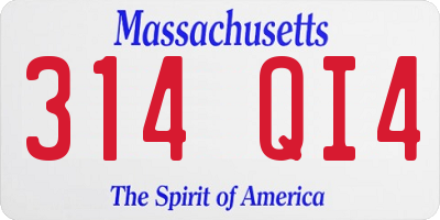 MA license plate 314QI4