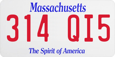 MA license plate 314QI5