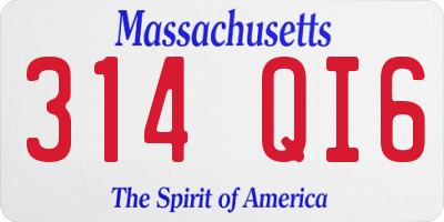 MA license plate 314QI6