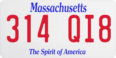 MA license plate 314QI8