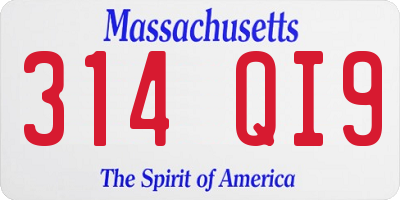 MA license plate 314QI9
