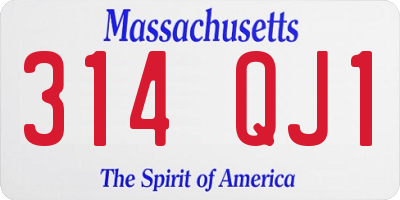 MA license plate 314QJ1