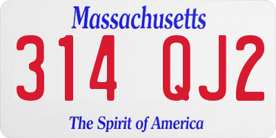 MA license plate 314QJ2