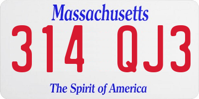 MA license plate 314QJ3