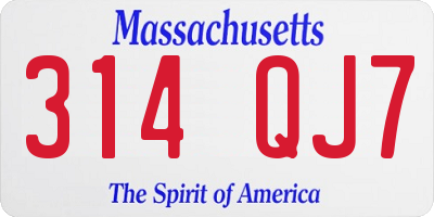 MA license plate 314QJ7