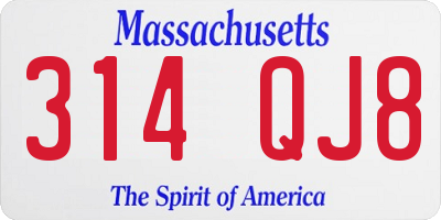 MA license plate 314QJ8