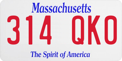 MA license plate 314QK0