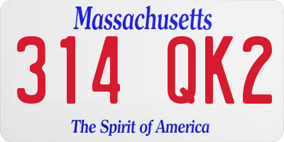 MA license plate 314QK2