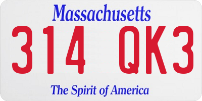 MA license plate 314QK3