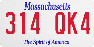 MA license plate 314QK4