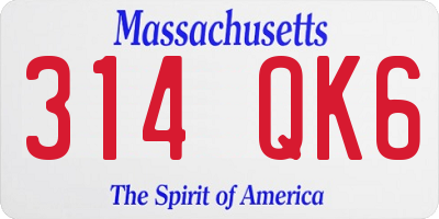 MA license plate 314QK6