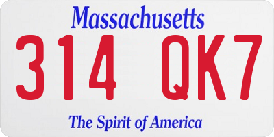 MA license plate 314QK7