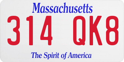 MA license plate 314QK8