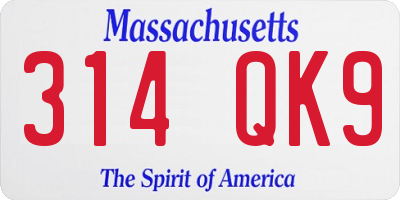 MA license plate 314QK9