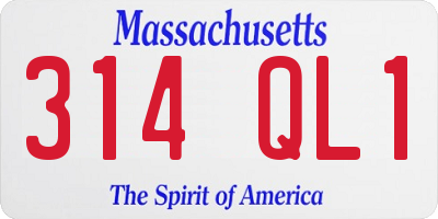 MA license plate 314QL1