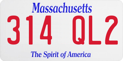 MA license plate 314QL2