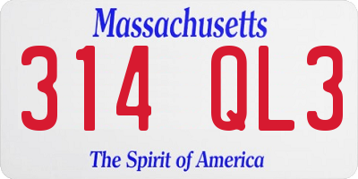 MA license plate 314QL3