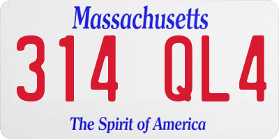 MA license plate 314QL4