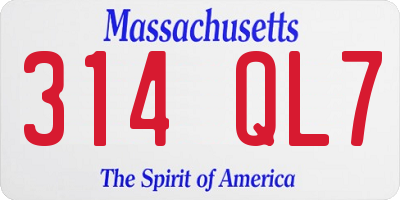 MA license plate 314QL7